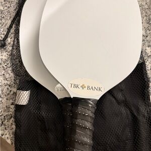 TBK Bank Branded Pickleball Paddle Set in White and Black